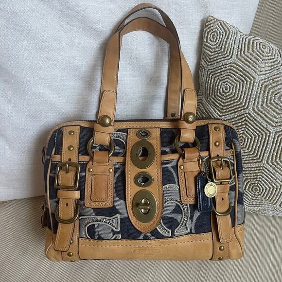 Coach Handbags - Rare Legacy Denim Lilly Satchel Turnlock Bag | Rainbow Legacy Lining, Vintage